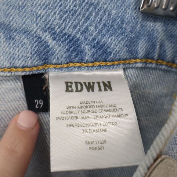 NWT Edwin Marli High-Rise Straight Leg Denim Jean In Harbour Light Blue Size 29 - Picture 5 of 6